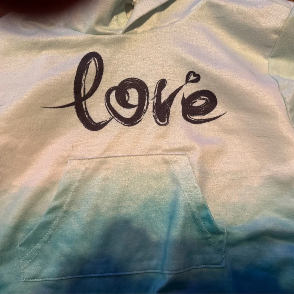 Girls hoodie 8-10 tie dye love